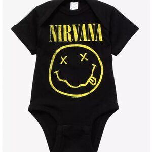 NWT HOT TOPIC Nirvana Smile Black One-Piece Bodysuit – Infant 3 month